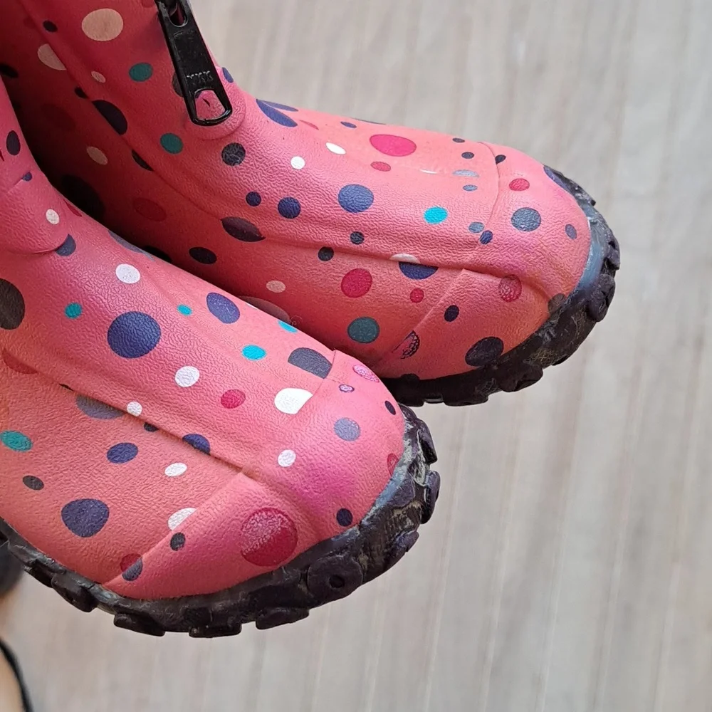Ranger Splash Series Neoprene Pink Polka Dot Waterproof Rain Rubber Hybrid Boots